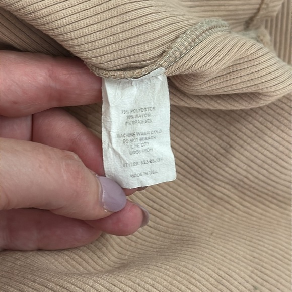 JAPPAREL Tan Ribbed Midi Skirt XL, Pull-On Stretch Waistband, Made in USA - Picture 6 of 6